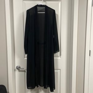 Forever 21 Black Sheer Long Duster/Cardigan